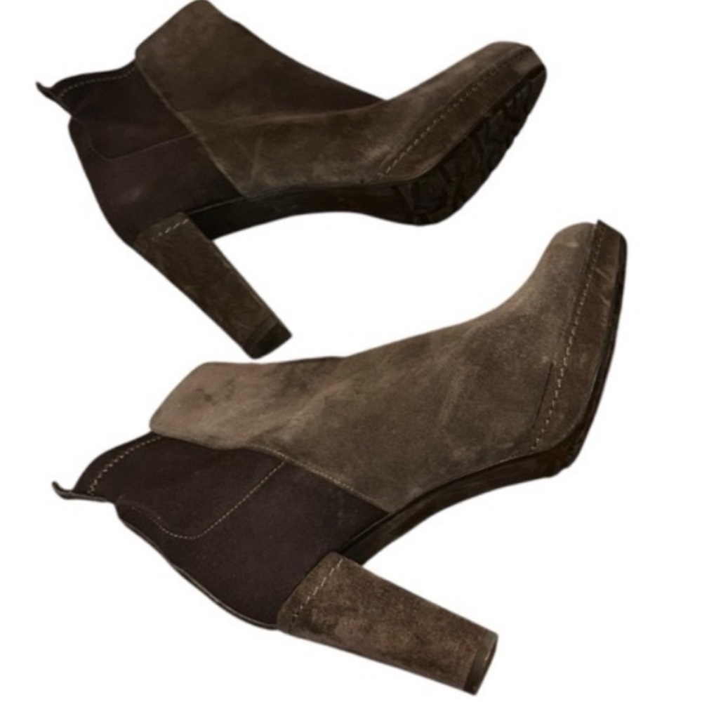 EUC Staurt Weitzman Chocolate Suede Ankle Boots with V-Cut Design
